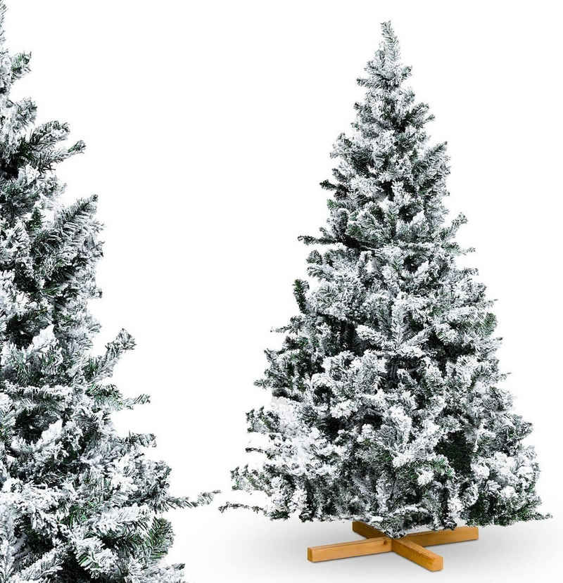 JUNG Künstlicher Weihnachtsbaum Künstlicher Spritzguss Weihnachtsbaum mit Schnee 2,40m, Tanne, Edeltanne, Nordmanntanne Premium Edel, Baum Tanne, Christbaum + Ständer Weihnachtsbäume künstlich mit Schnee Nordmann