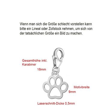 Limana Charm-Einhänger echt 925 Silber Karabiner Anhänger Pfote für Armband, Armbandanhänger Kettenanhänger Geschenk-Idee