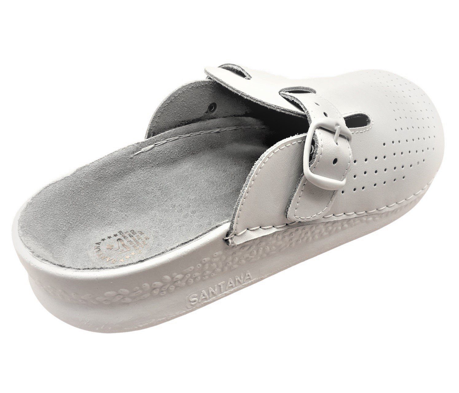 SANTANA Clog Leder Praxis-Schuhe Gesundheitsschuhe Arzt-Komfort Krankenhaus Clog Gesundheitsschuhe