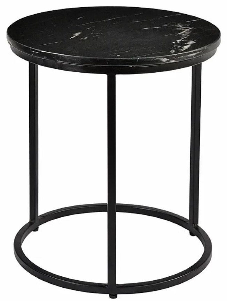 Casa Padrino Beistelltisch x Tisch - H. Möbel Möbel Marmorplatte Beistelltisch 45 cm Schwarz mit - Ø - Runder Luxus 40 Luxus Metall
