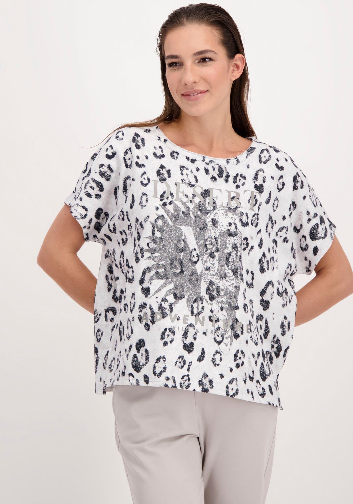 Monari Sweatshirt mit allover Animalprint | Rundhalsshirts