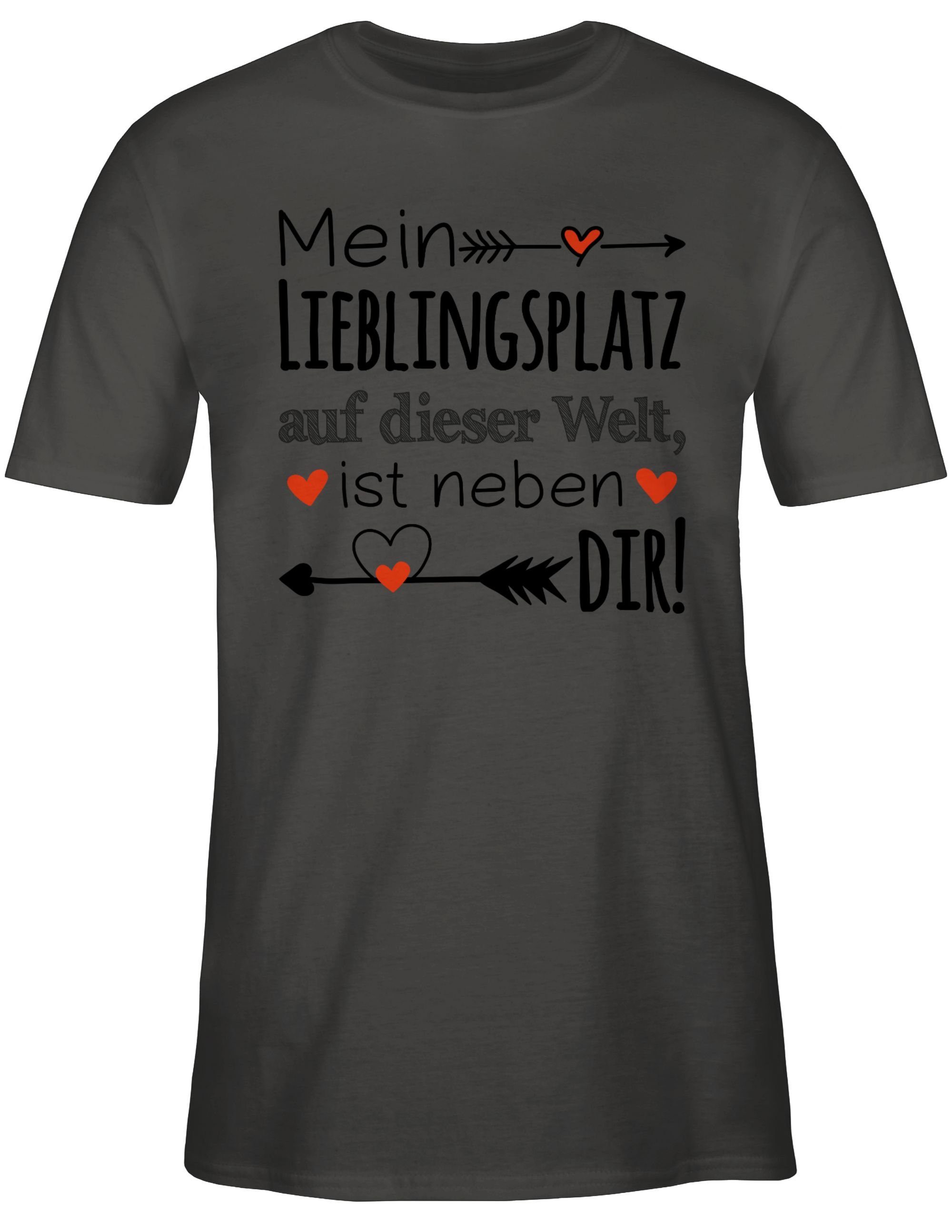 Liebe Valentinstag Beziehung Shirtracer T-Shirt Liebeserklärung 2 - Partner Partnerin Lieblingsplatz Geschenk Partner Dunkelgrau