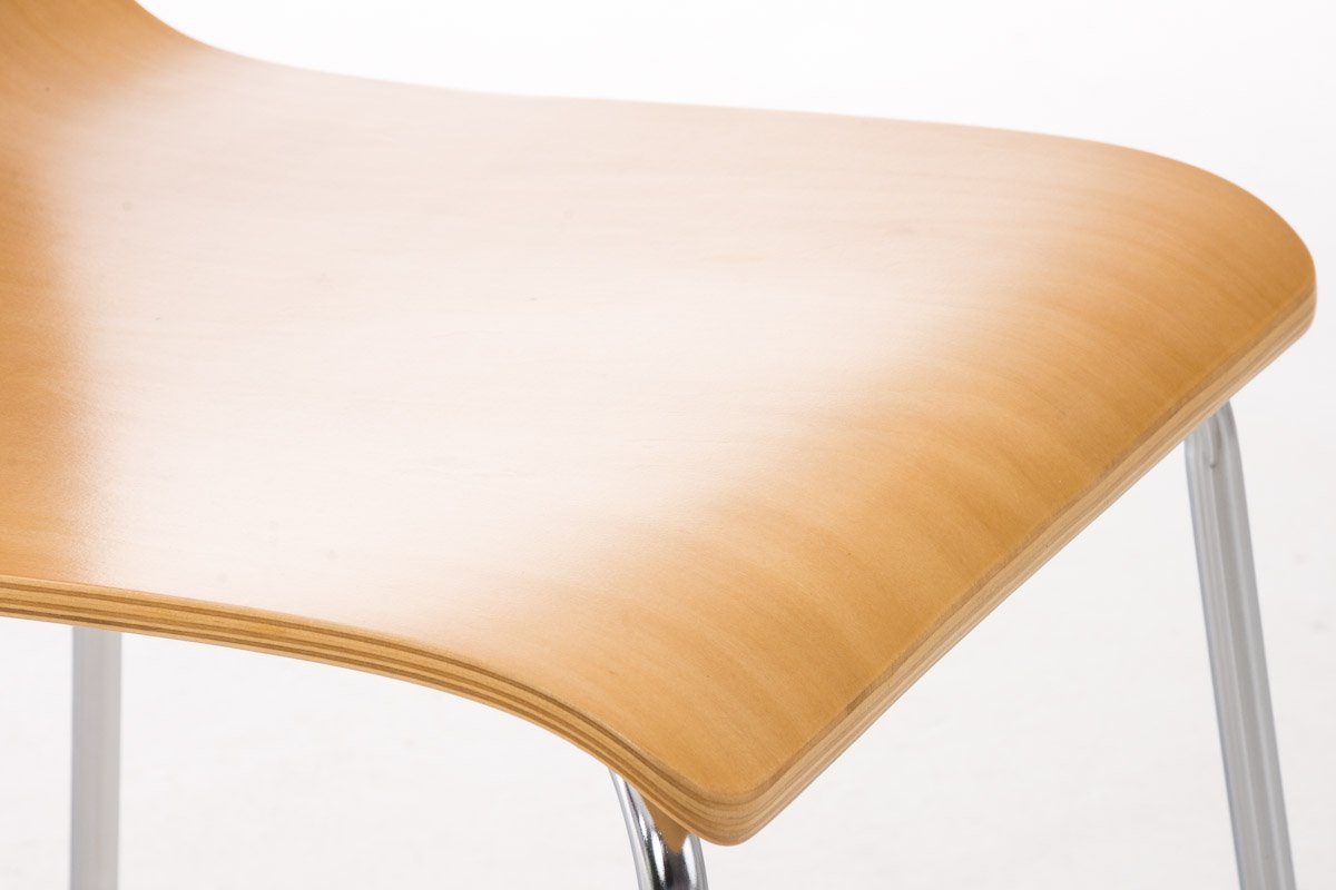 Konferenzstuhl TPFLiving mit Natura ergonomisch Besucherstuhl Metall Sitzfläche: chrom Warteraumstuhl - Peppo - Messestuhl), Gestell: (Besprechungsstuhl - Holz Sitzfläche geformter -