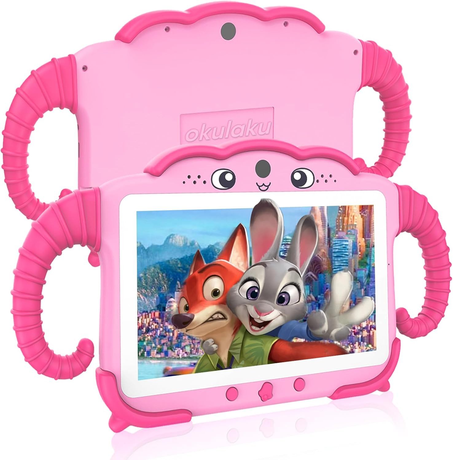 okulaku für Mädchen Junge Kinder ab 3-14 Tablet (7", 32 GB, Android 10, mit Hülle GMS Certified Kleinkind WiFi Dual Kamera Google Play Store)