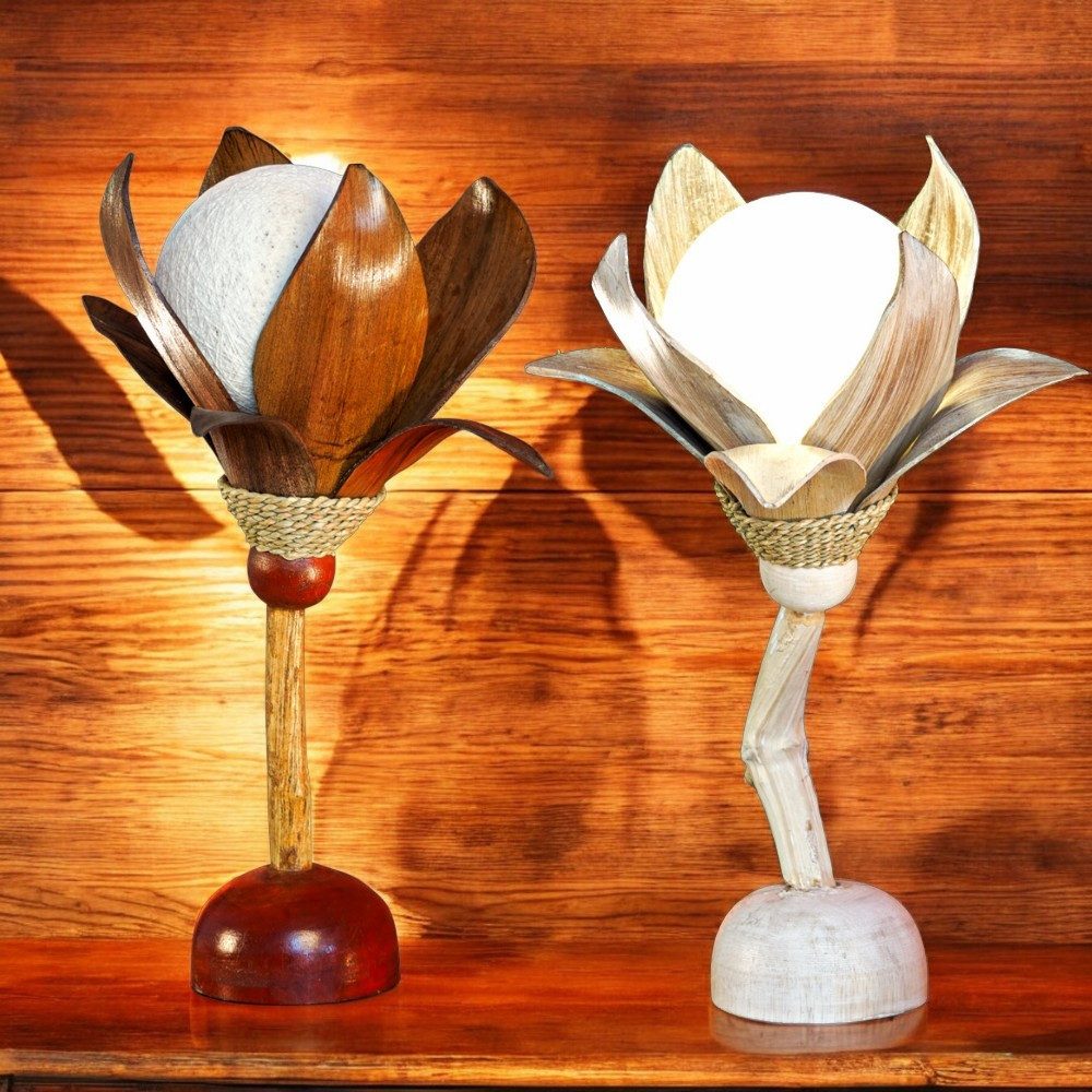 Kinaree Nachttischlampe Kokoslampe HILO, ohne Leuchtmittel, handgefertigt in Thailand