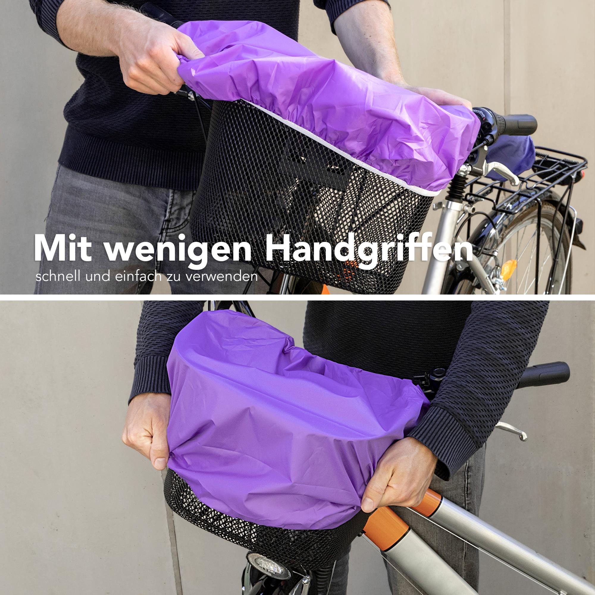 EAZY CASE Fahrradkorb Fahrrad Lila Schutzhülle für Korb Regenüberzug Violett Korb, Universal Lila Regenabdeckung Überzug Regenschutz