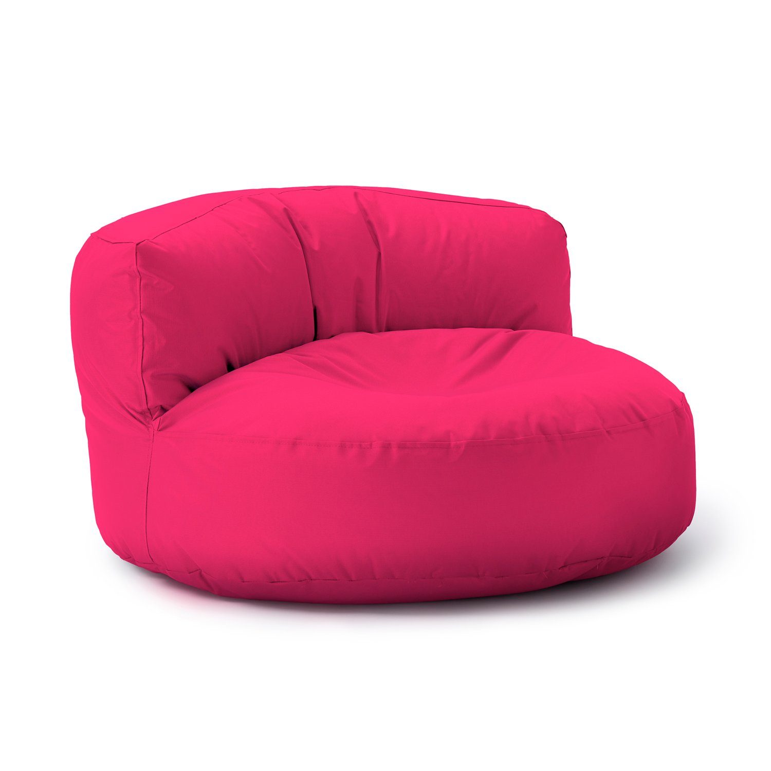 Lumaland Sitzsack Round Sofa Sitzkissen Bean Bag Couch Lounge, inkl. Rückenlehne In-& Outdoor 90x90x50cm pink