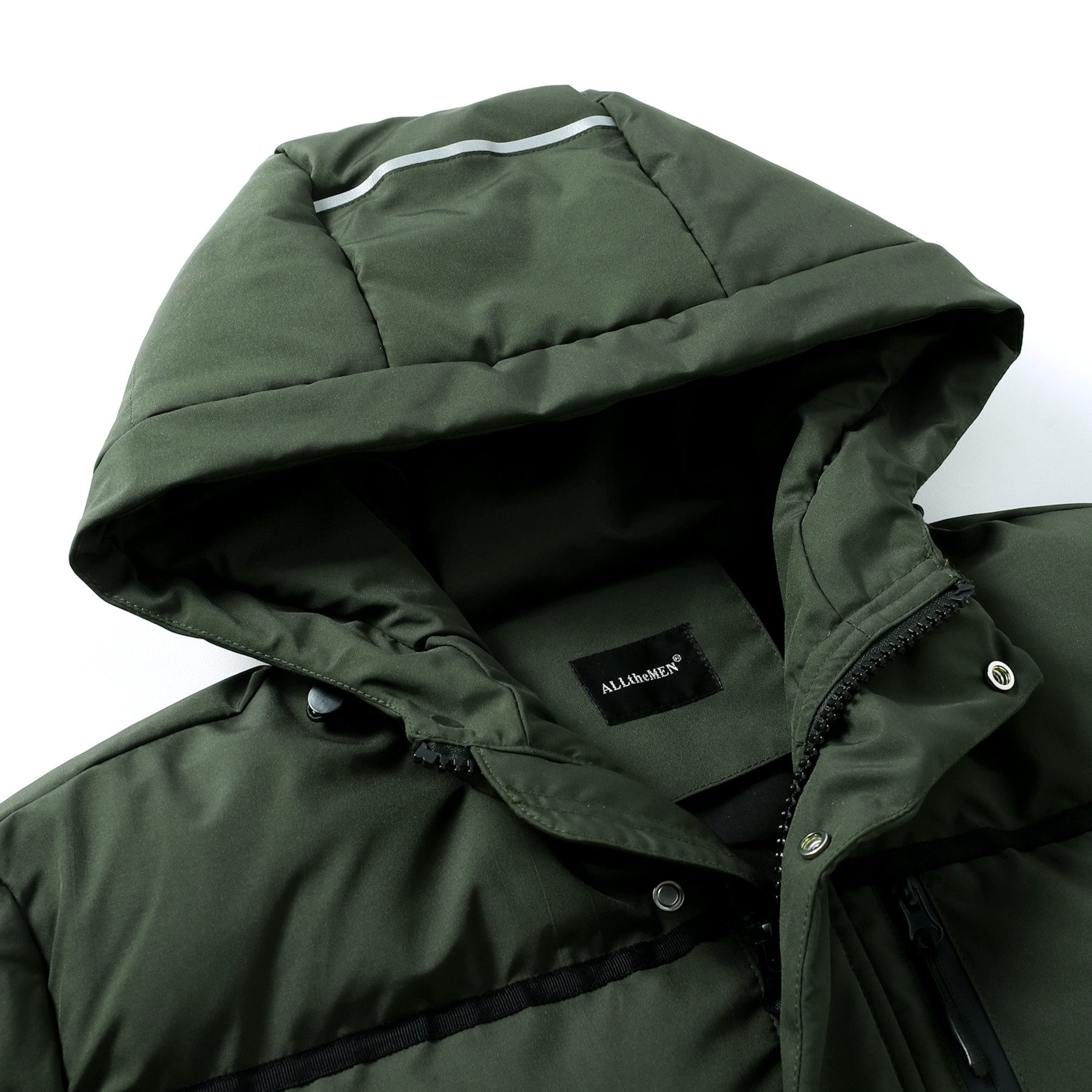Allthemen Steppmantel mit Kapuze Herren Langmantel warmer Winterparka
