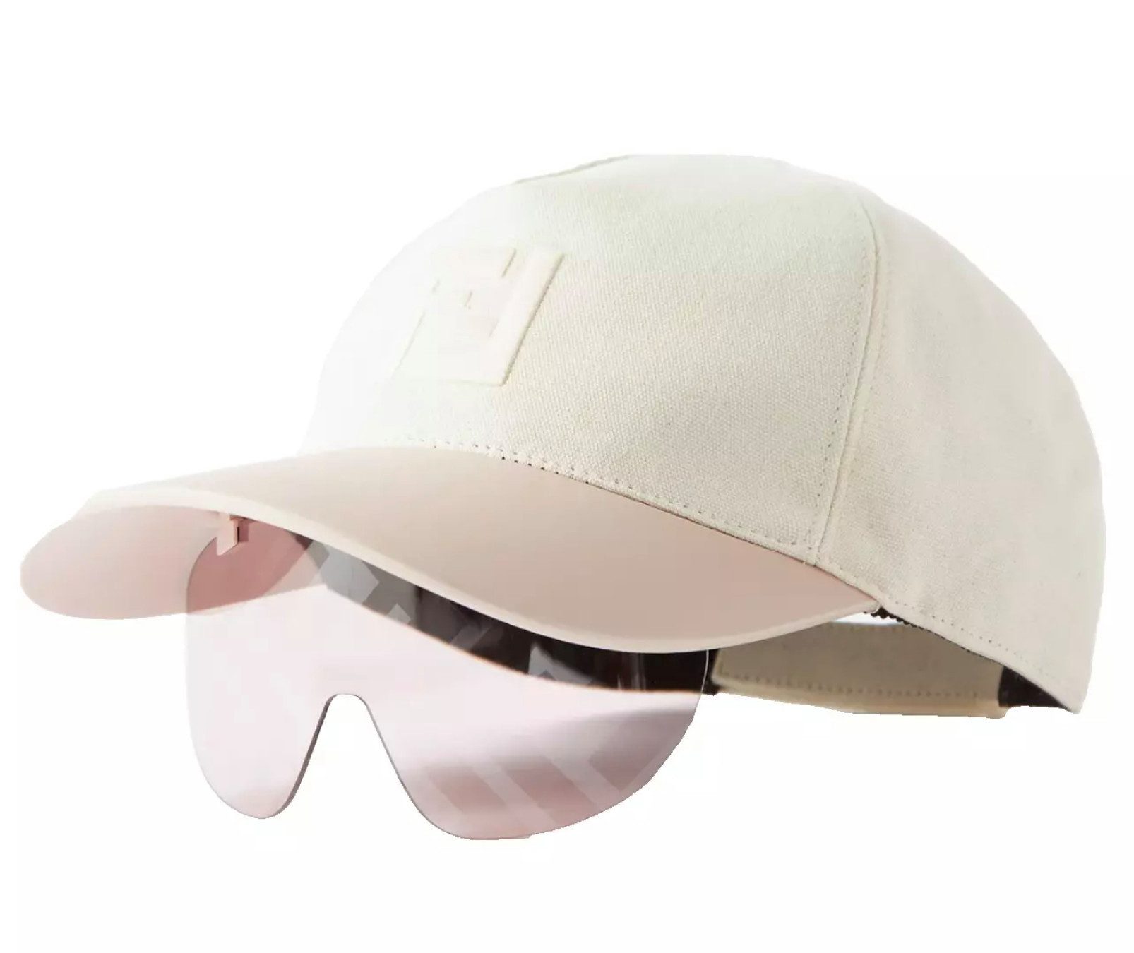 FENDI Visor EyeCap Sonnenbrille mit D-Frame und Lederverzierter Baseball-Cap Velcro®-Verschluss,integrierten, faltbaren Visier