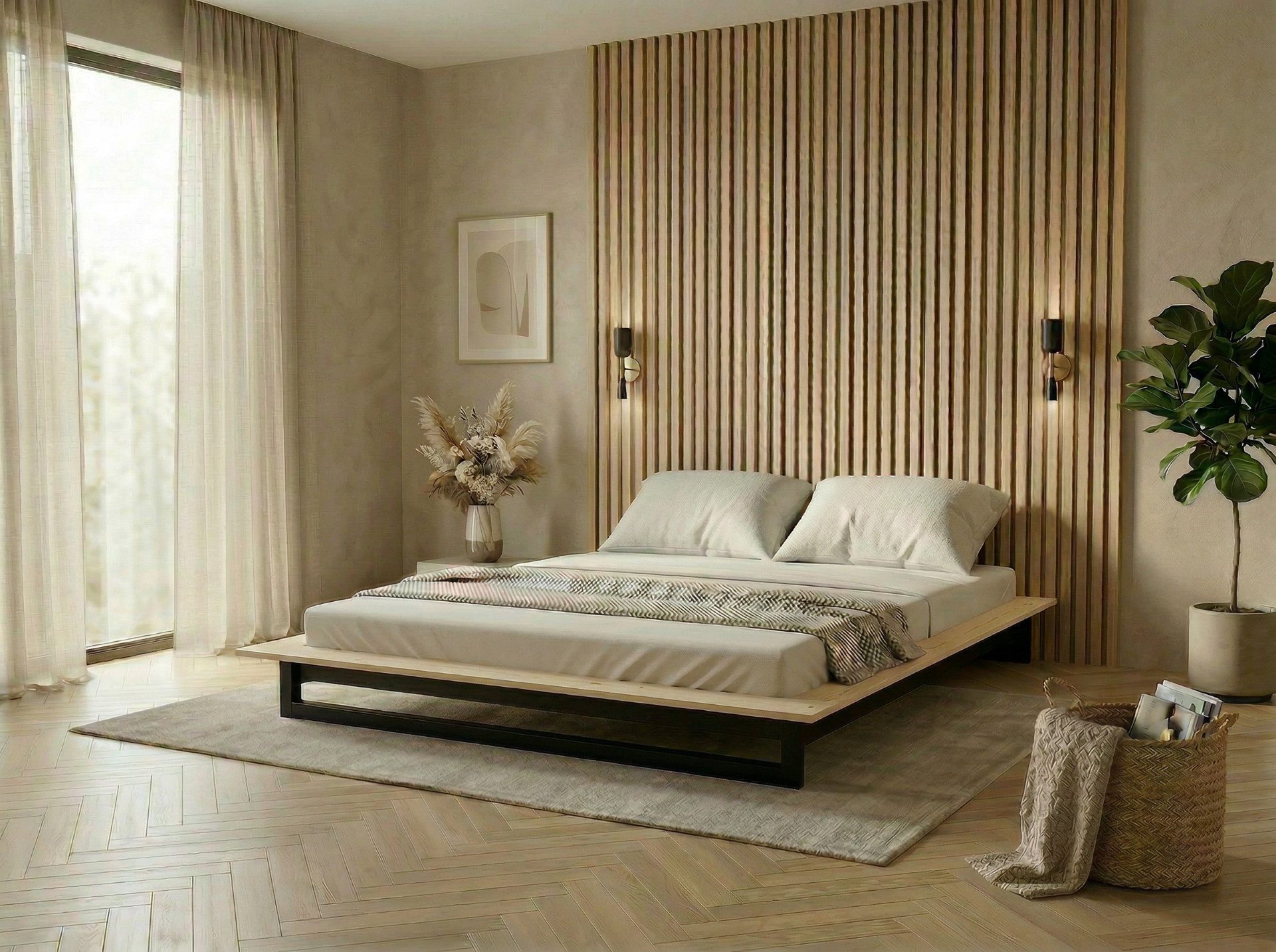 OTTO home Futonbett Kobe, Massivholzbett aus Kiefer im Industrial Design, 200 KG belastbar (Liegefläche 140x200cm), stabiles Kufengestell, rundum Ablagefläche, FSC, Made in Europe