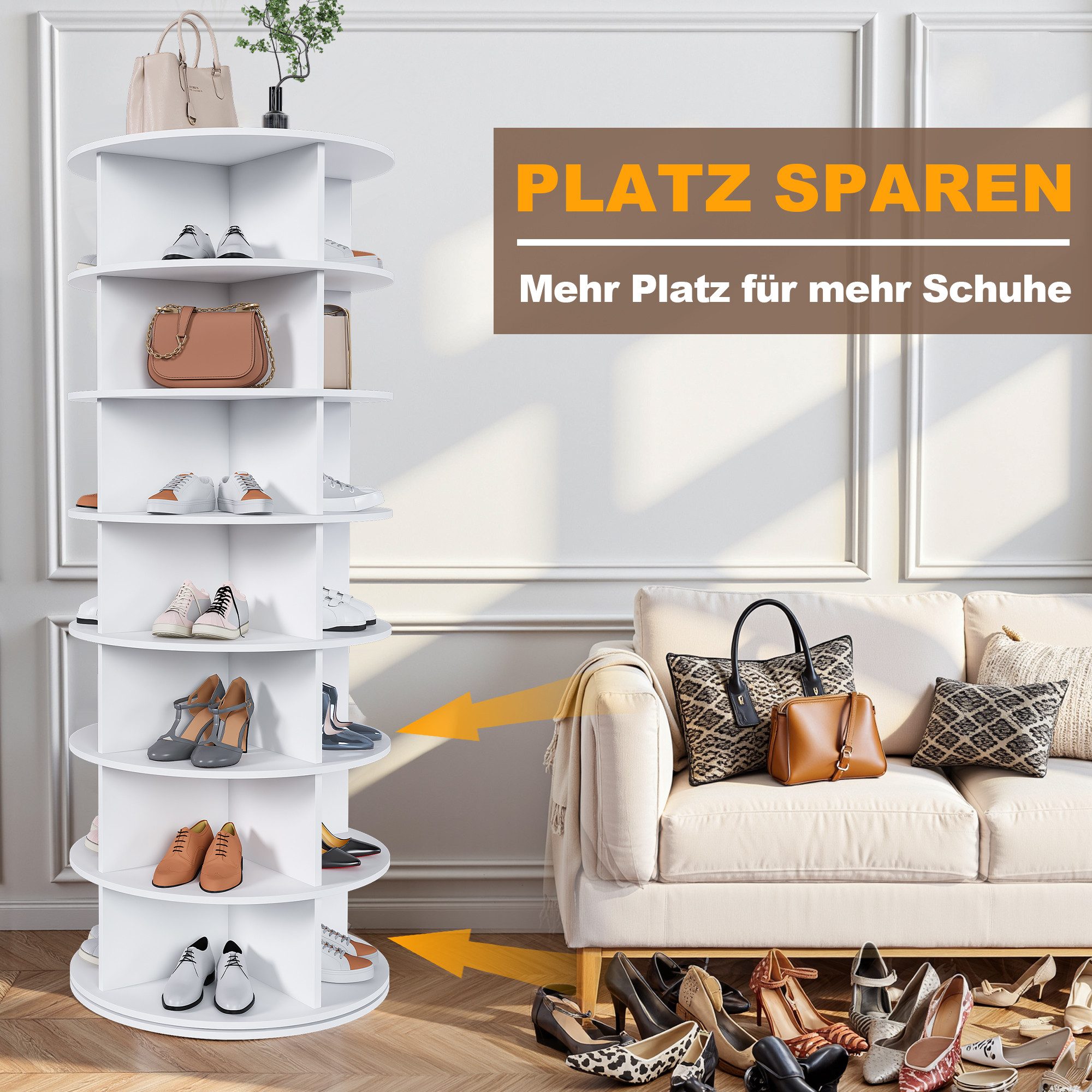 REDOM Schuhschrank Platzsparendes Design für eine optimierte Eingangsorganisation (Packung, 1-St., 7 Ebenen für große Kapazität) Schuhregal mit 360° Drehfunktio – Bild 5 von 5