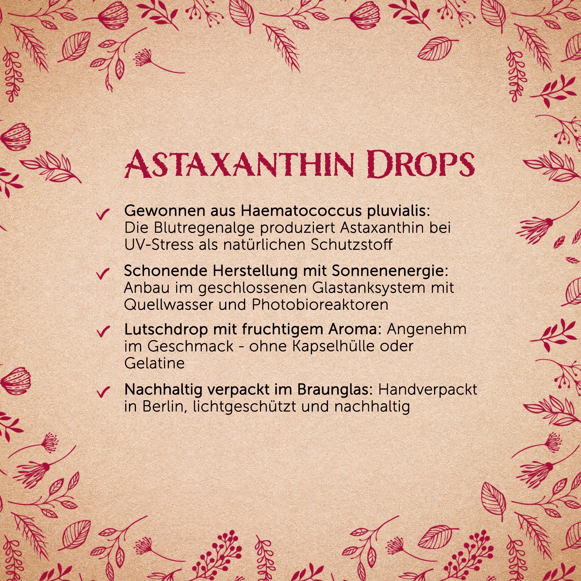 Waldkraft. Erdling Astaxanthin 8 mg Kapseln, aus der Blutregenalge mit fruchtigem Grüntee-Aroma – Vegan à 50 St., 50 g
