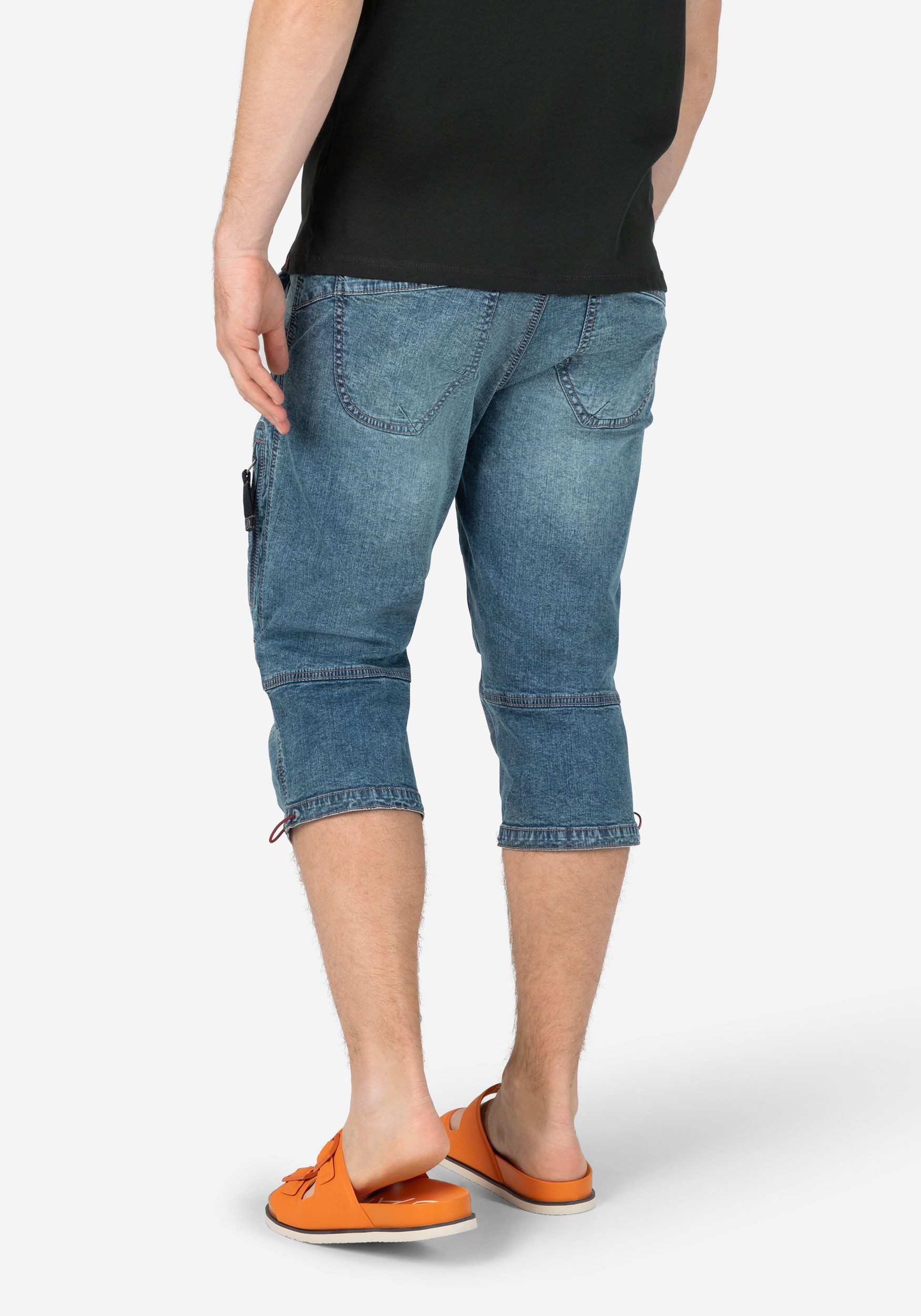 TIMEZONE Jeansshorts Jeans mit geradem Bein und Kontrast für Herren Baumwolle Normal Fit unifarben atmungsaktiv Reißverschluss – Bild 3 von 5