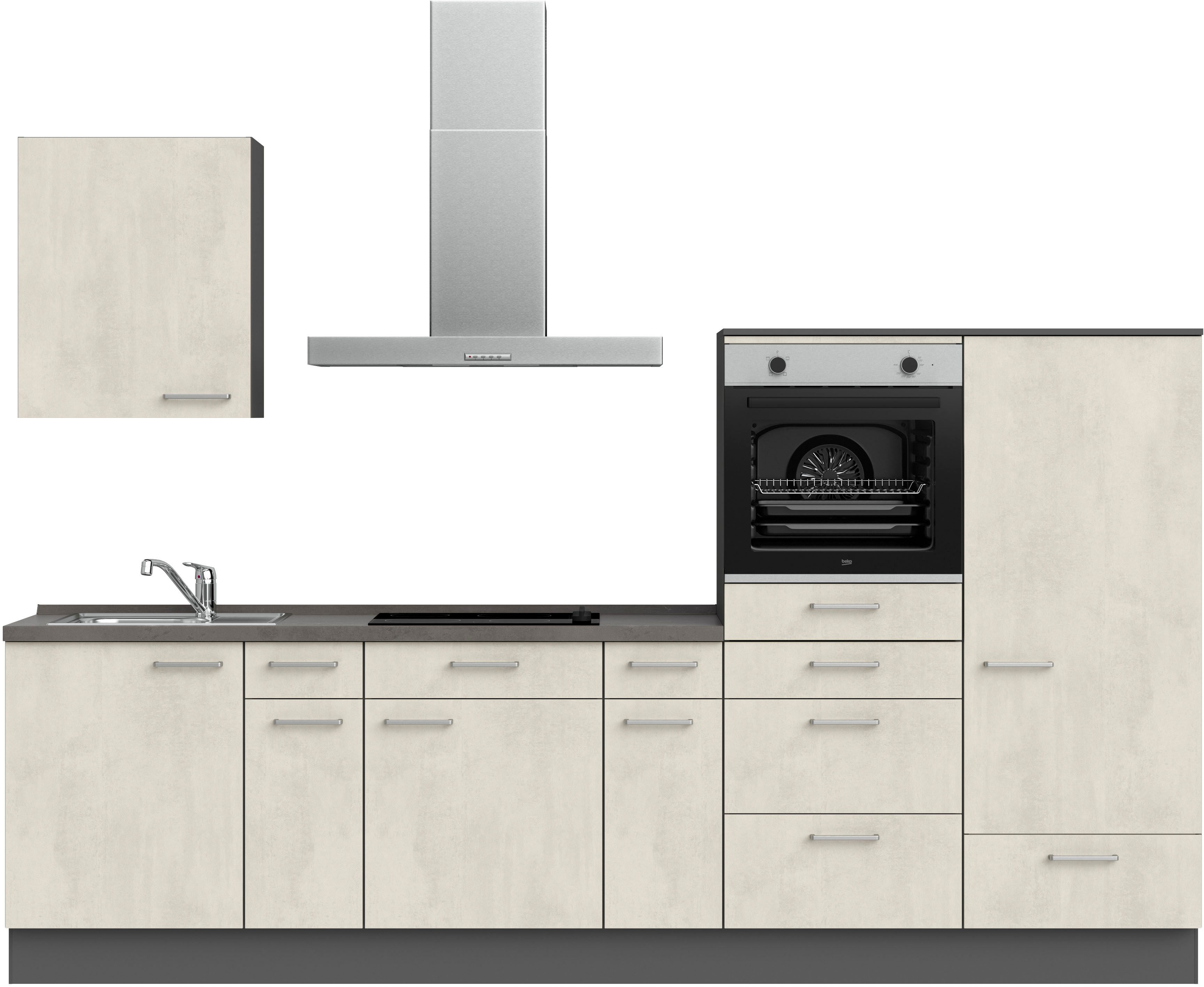 nobilia® Küchenzeile "Riva I", NEU: individuell anpassbar mit gratis Profi-Beratung, vormontiert, Breite 300 cm, Ausrichtung wählbar, wahlw. mit E-Geräten