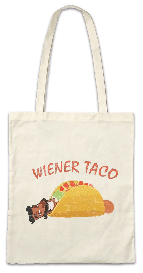 Beuteltasche Wiener Taco Stofftasche Insatiable Kult Symbol Sign Logo Würstchen