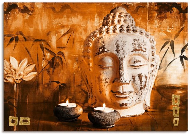 Artland Wandbild »Buddha mit Kerzen«, Religion (1 Stück), in vielen Größen & Produktarten -Leinwandbild, Poster, Wandaufkleber / Wandtattoo auch für Badezimmer geeignet-Otto
