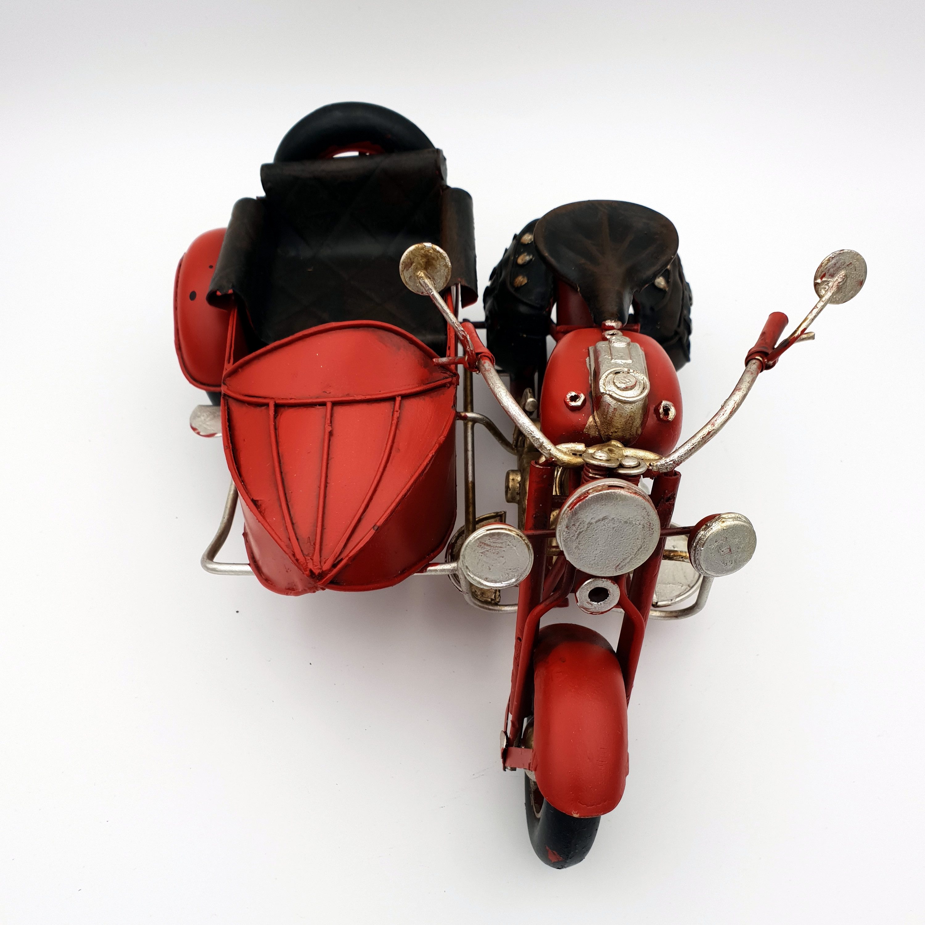Dynasun Modellauto Car 1804D-489, (1-tlg), Motorrad SidecarRot 26,5cm aus Metall, Motorradmodell Sidecar Vintage