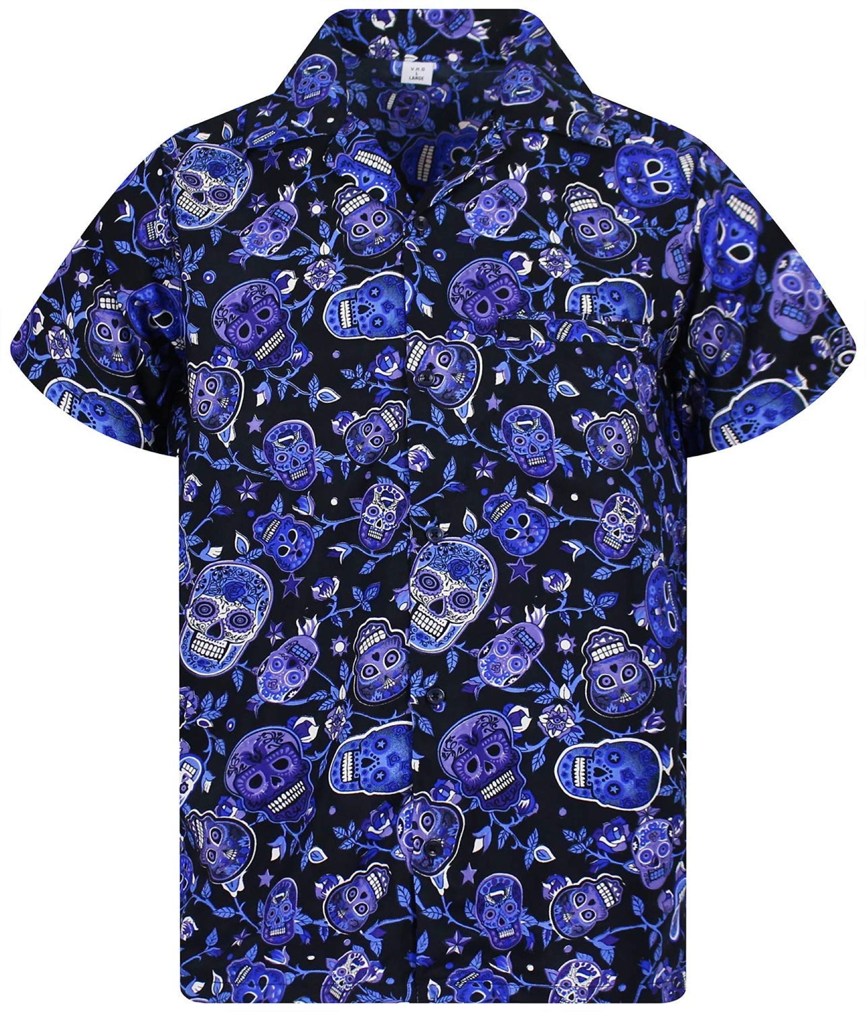 King Kameha Hawaiihemd "Skull" Funky Hawaii-Hemd Herren Kurzarm Front-Tasche Stylish
