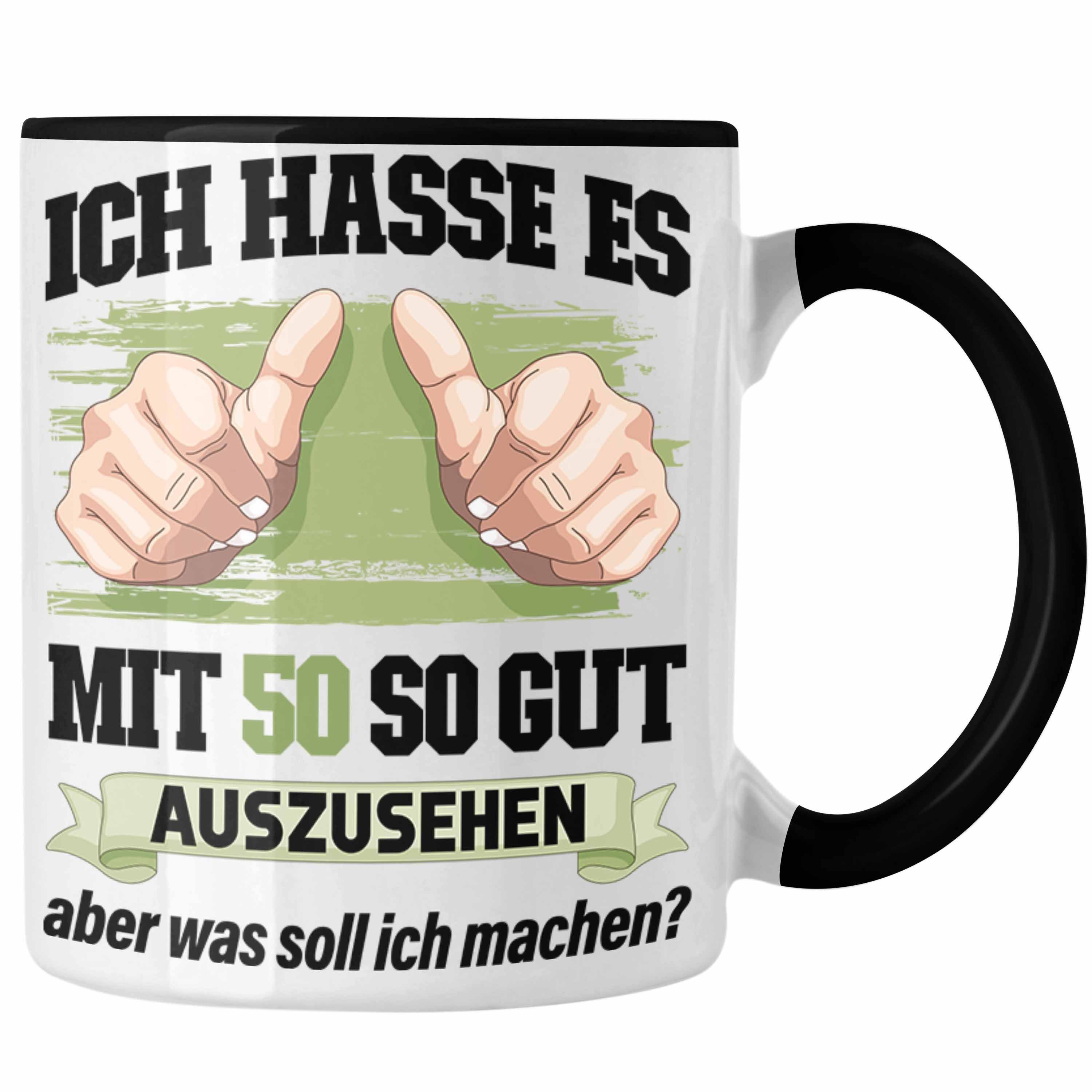 Trendation Tasse Trendation - 50. Geburtstag Tasse Frau Männer Geschenk 50er Geschenkidee 50 Mutter Vater Mann Frauen Lustig Geschenke Deko schwarz | Tassen