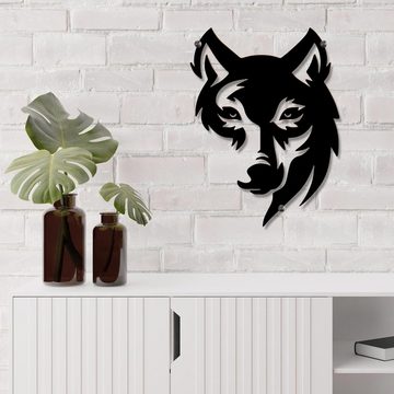 Namofactur LED Wandleuchte Wolf Wanddeko Lampe aus MDF Holz, schwarz, LED fest integriert, Warmweiß, außergewöhnliche Wandgestaltung für dein zuhause