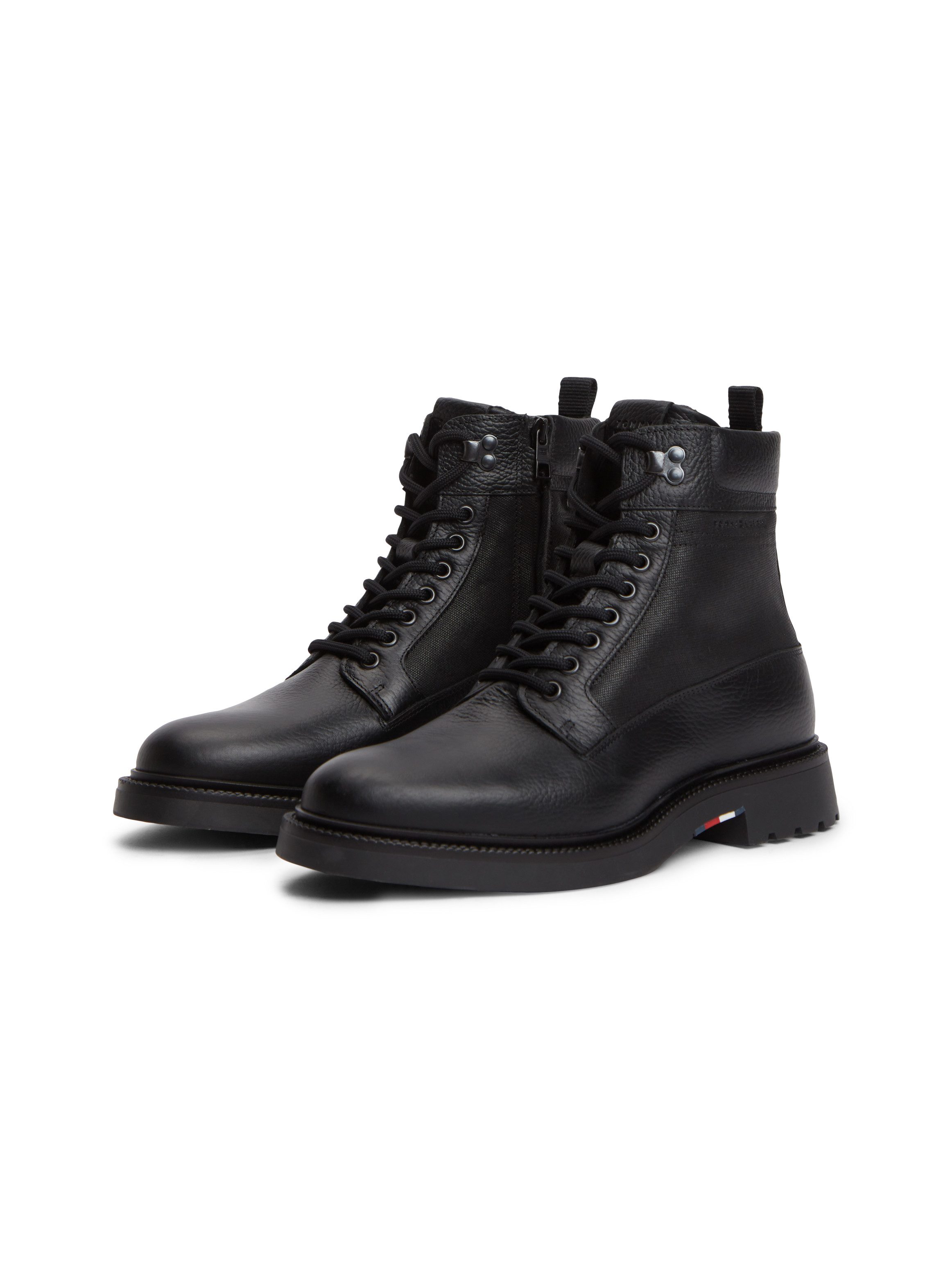 Tommy Hilfiger CORPORATE CASUAL MIX W WPM BOOT Schnürstiefelette Workerboots, Schnürboots mit modischen Ösen und Nieten