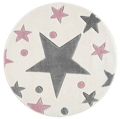 Kinderteppich Sterne rund, Kids Love Rugs, rund, Höhe: 16 mm, weicher Flor