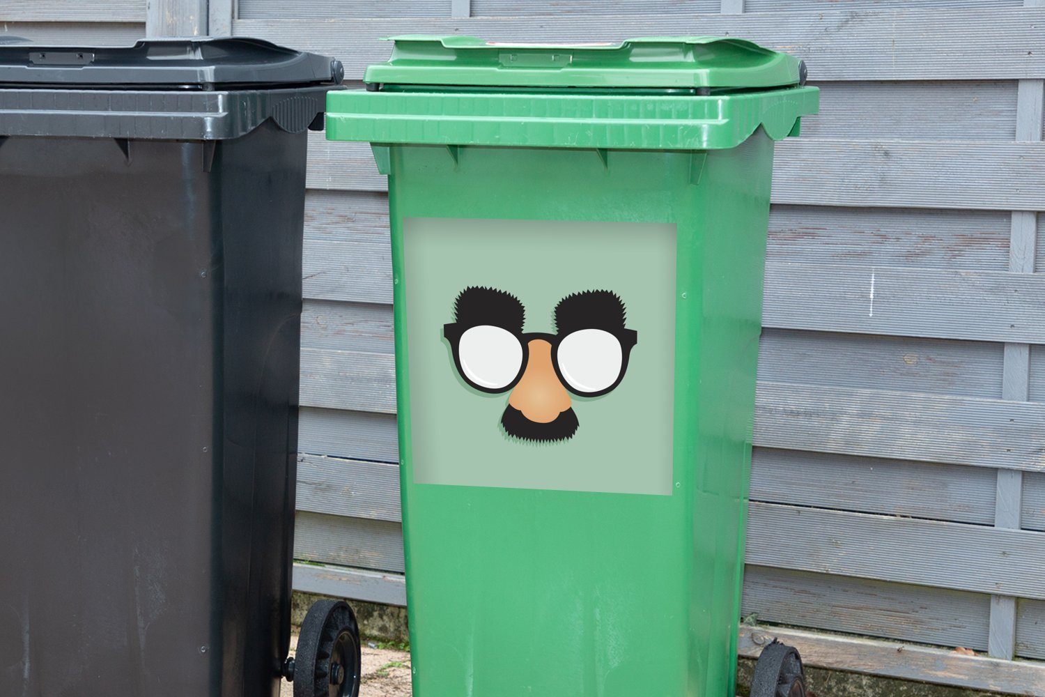 Brille Mülleimer-aufkleber, Abfalbehälter MuchoWow Schnurrbart Container, (1 Illustration Mülltonne, Sticker, Wandsticker St), einer mit