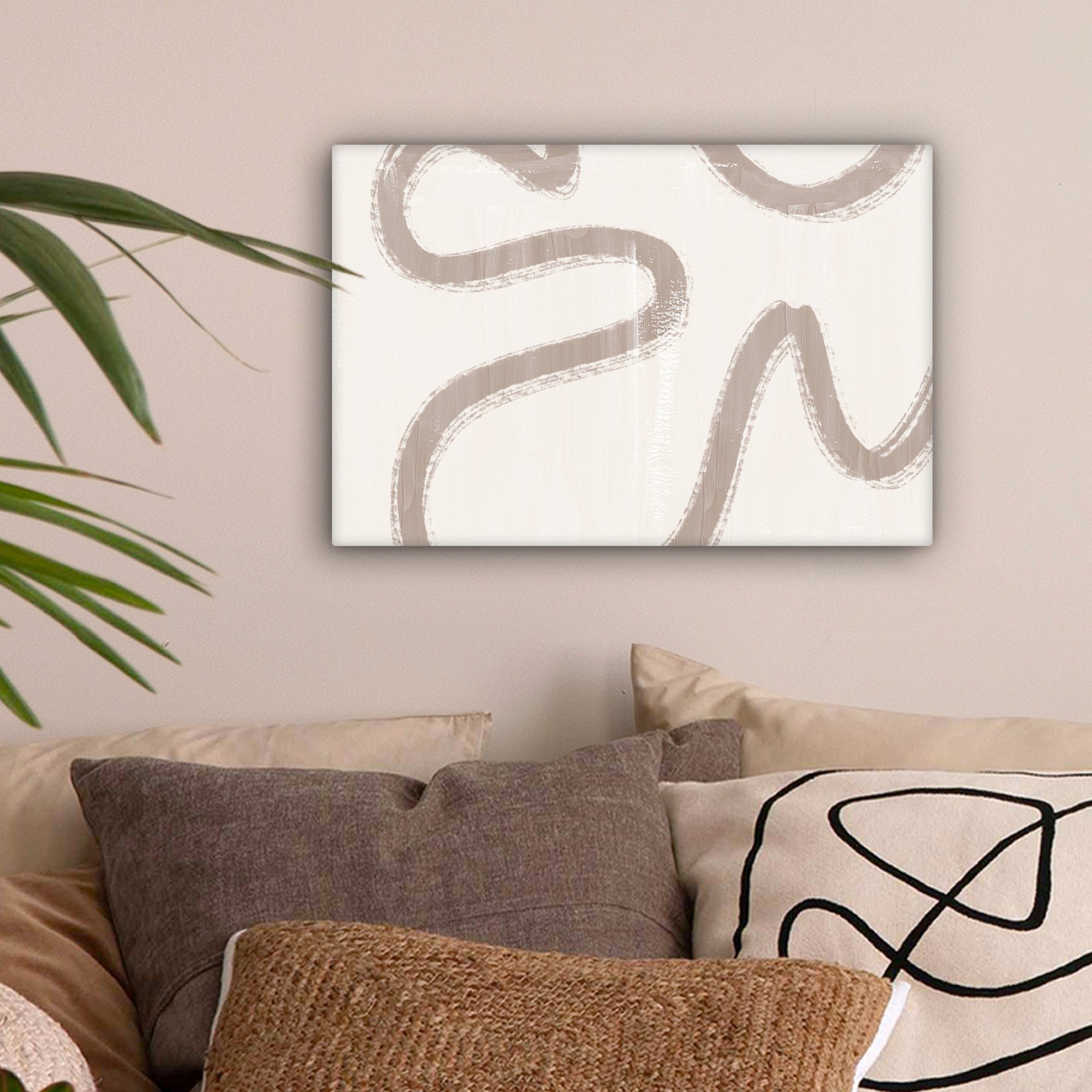 OneMillionCanvasses® Leinwandbild Moderne Kunst - Leinwandbilder, 30x20 St), Wandbild Beige - Wanddeko, (1 cm Aufhängefertig, Abstrakt