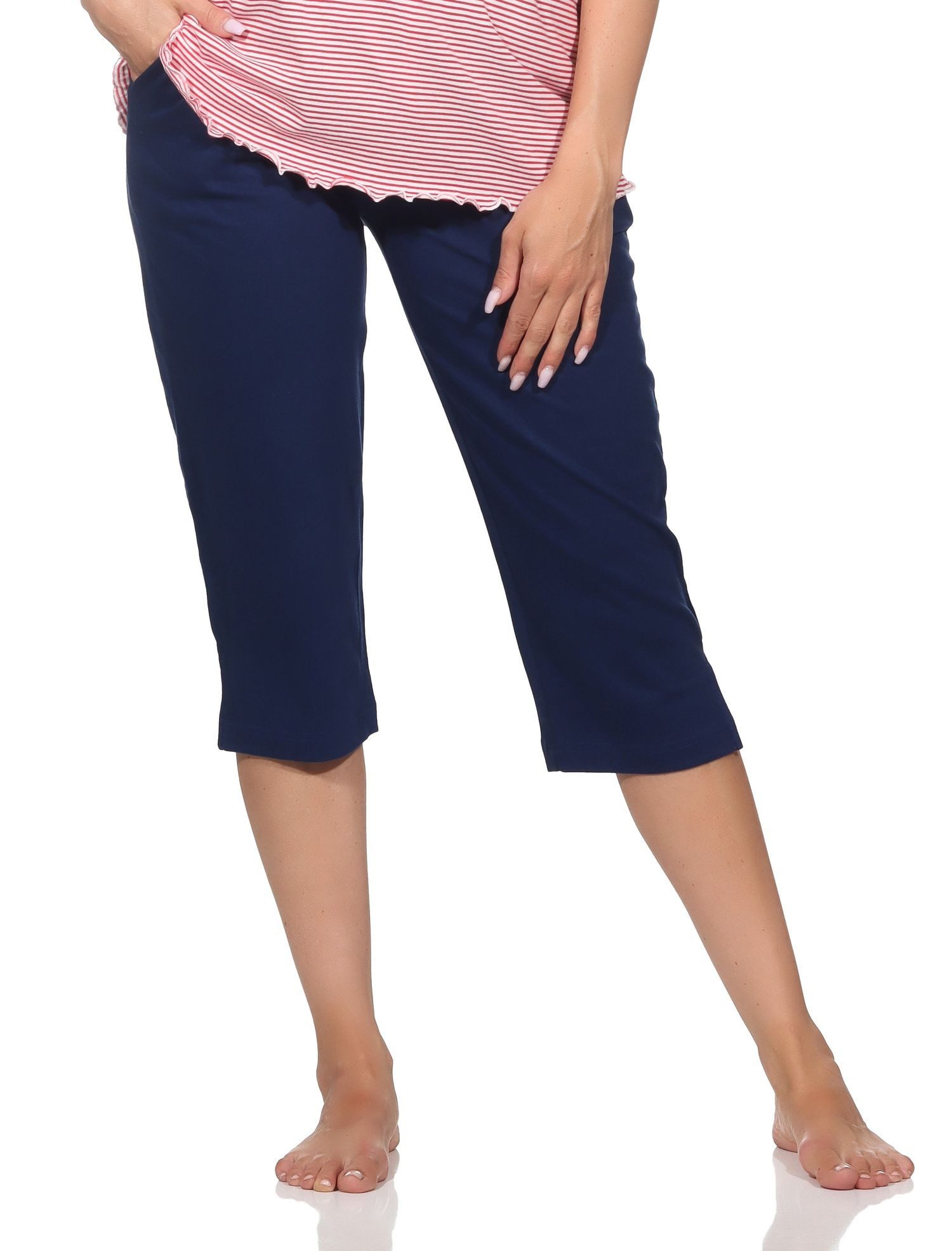 Normann Relaxanzug Damen Schlafanzug Pyjama Capri-Hose 3/4-lang - perfekt zu kombinieren