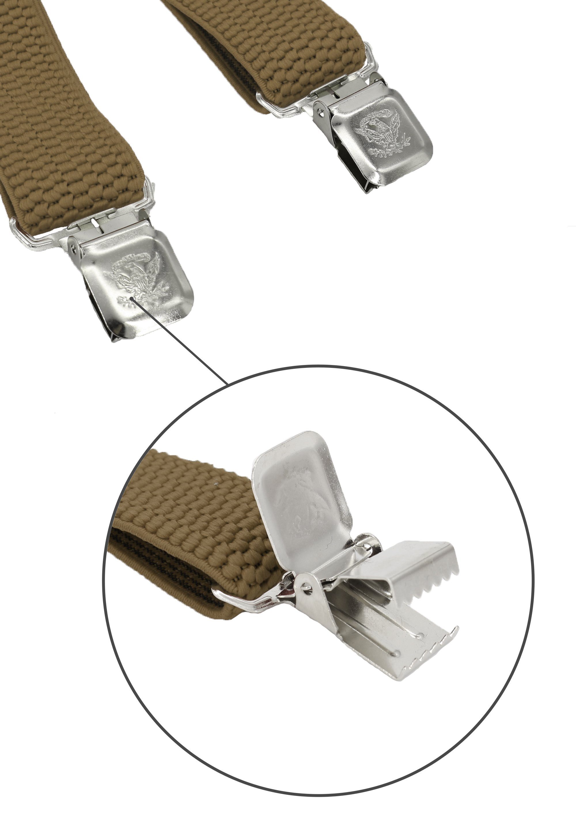 Fabio Farini Hosenträger 4cm Breites X-Design verstellbar mit extra starken Clipverschluss, Beige – Bild 4 von 5