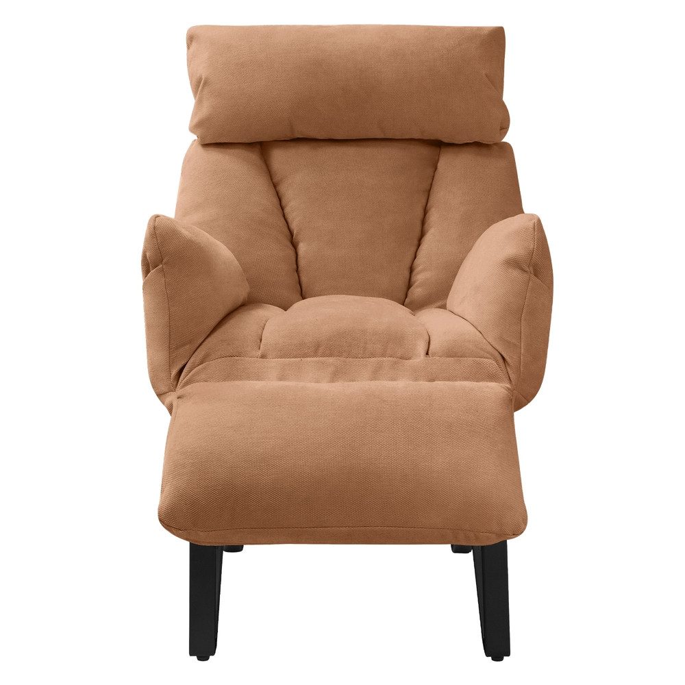 ML-DESIGN Loungesessel Wohnzimmersessel mit Armlehnen Fußablage Seitentaschen Lesesessel, Braun Sessel Fernsehsessel verstellbar Relaxsessel Leinen Ruhesessel