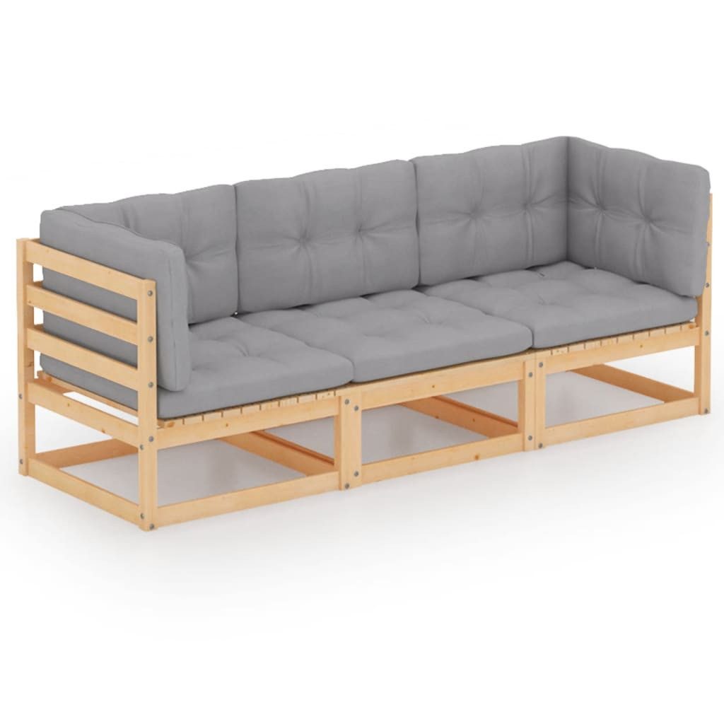 3-sitzer-gartensofa Mit Kissen Kiefer Massivholz günstig online kaufen