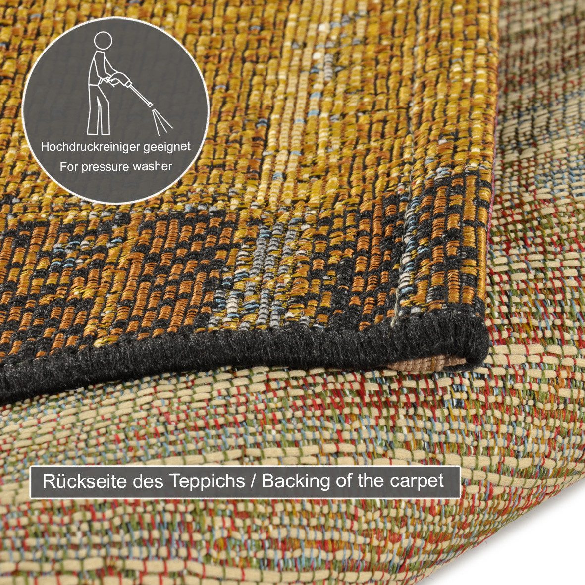 Gino Falcone Teppich "Outdoor-Africa 38" rechteckig 5 mm Höhe Flachgewebe, günstig online kaufen