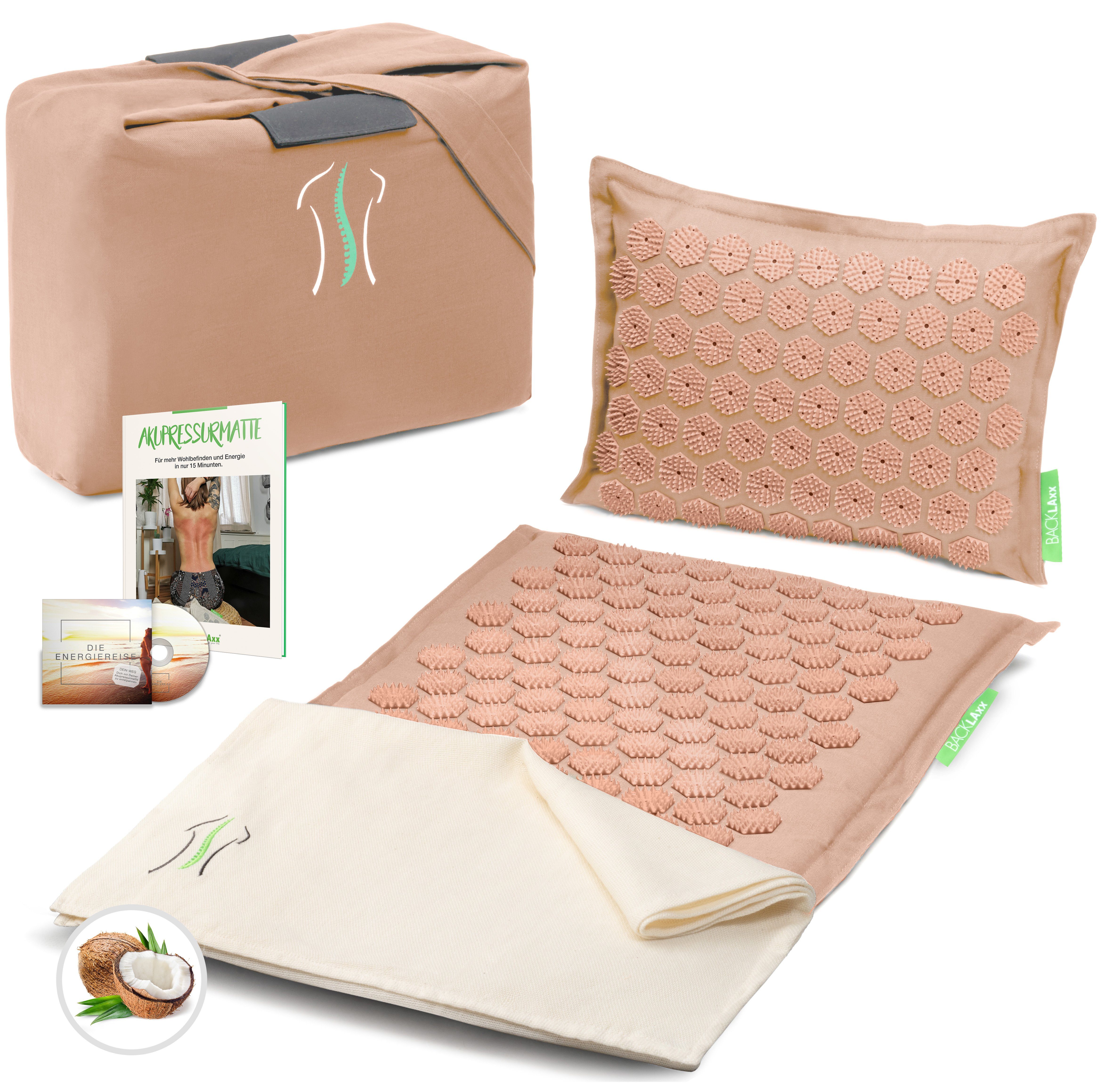 BACKLAxx® Akupressurmatte "Original" (Akupressurmatten Set, 4teilig + gratis-Download), Insgesamt 10.272 Spitzen