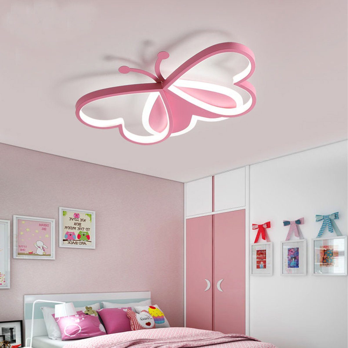 DOPWii für Deckenleuchte dimmbar Schmetterlings-Deckenleuchte, Kinderzimmer geeignet LED