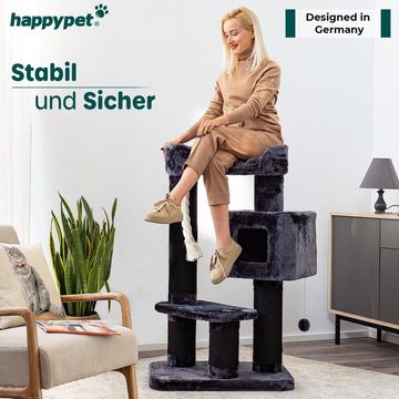 Happypet Kratzbaum MC1280, 128 cm, Premium Katzenbaum für große Katzen, 15 cm Stämme, 600g Plüsch