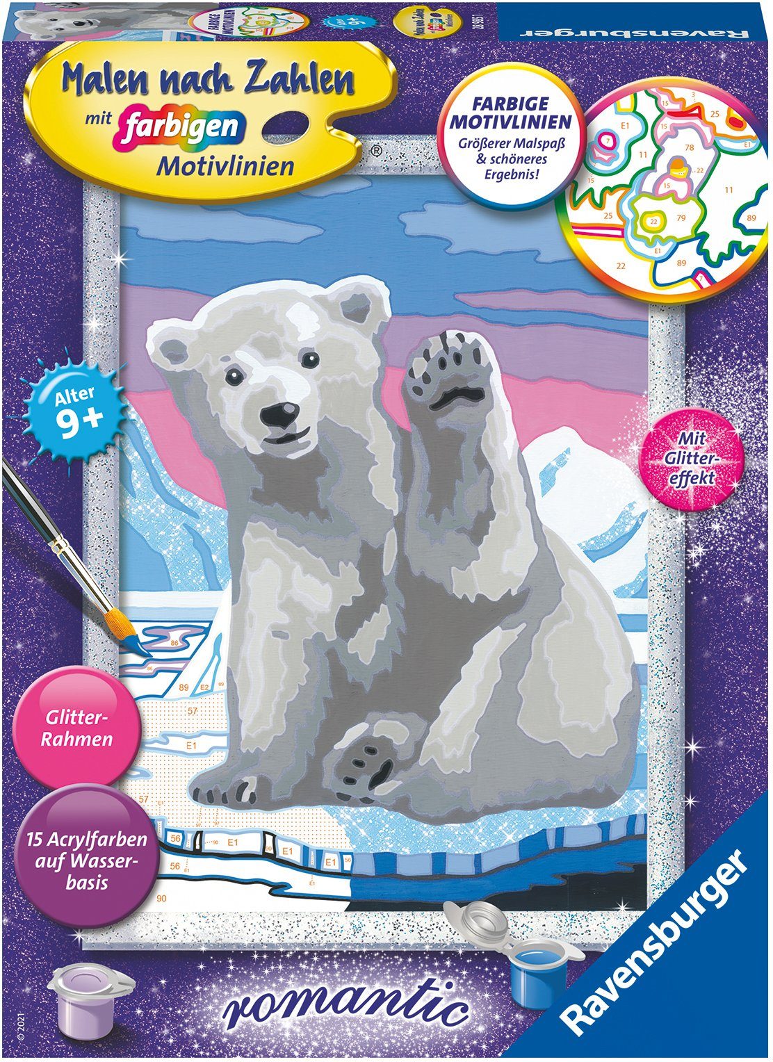 Ravensburger Malen nach Zahlen Hallo, kleiner Eisbär!, Made in Europe; FSC® - schützt Wald - weltweit