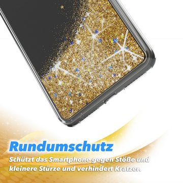 EAZY CASE Handyhülle Liquid Glittery Case für iPhone 7 Plus / iPhone 8+ 5,5 Zoll, Durchsichtig Back Case Handy Softcase Silikonhülle Glitzer Cover Gold
