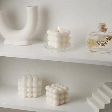 XDeer Duftkerze Rubik's Cube Aroma Candle Home Einfache Duftkerze Ornament, Hochzeitsgeschenk, Seifenblasenkerze, Weiß