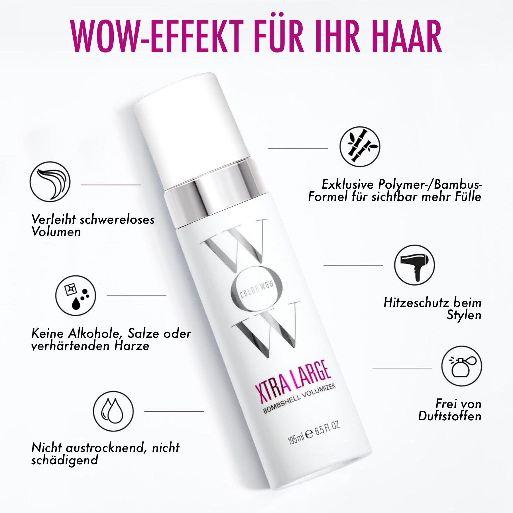 COLOR WOW Haarschaum Xtra Large Bombshell Volumizer Haar Schaumfestiger Haarstyling, 1-tlg., Haarpflege, Haarschaum, Haarfestiger, Haarstyling – Bild 3 von 5
