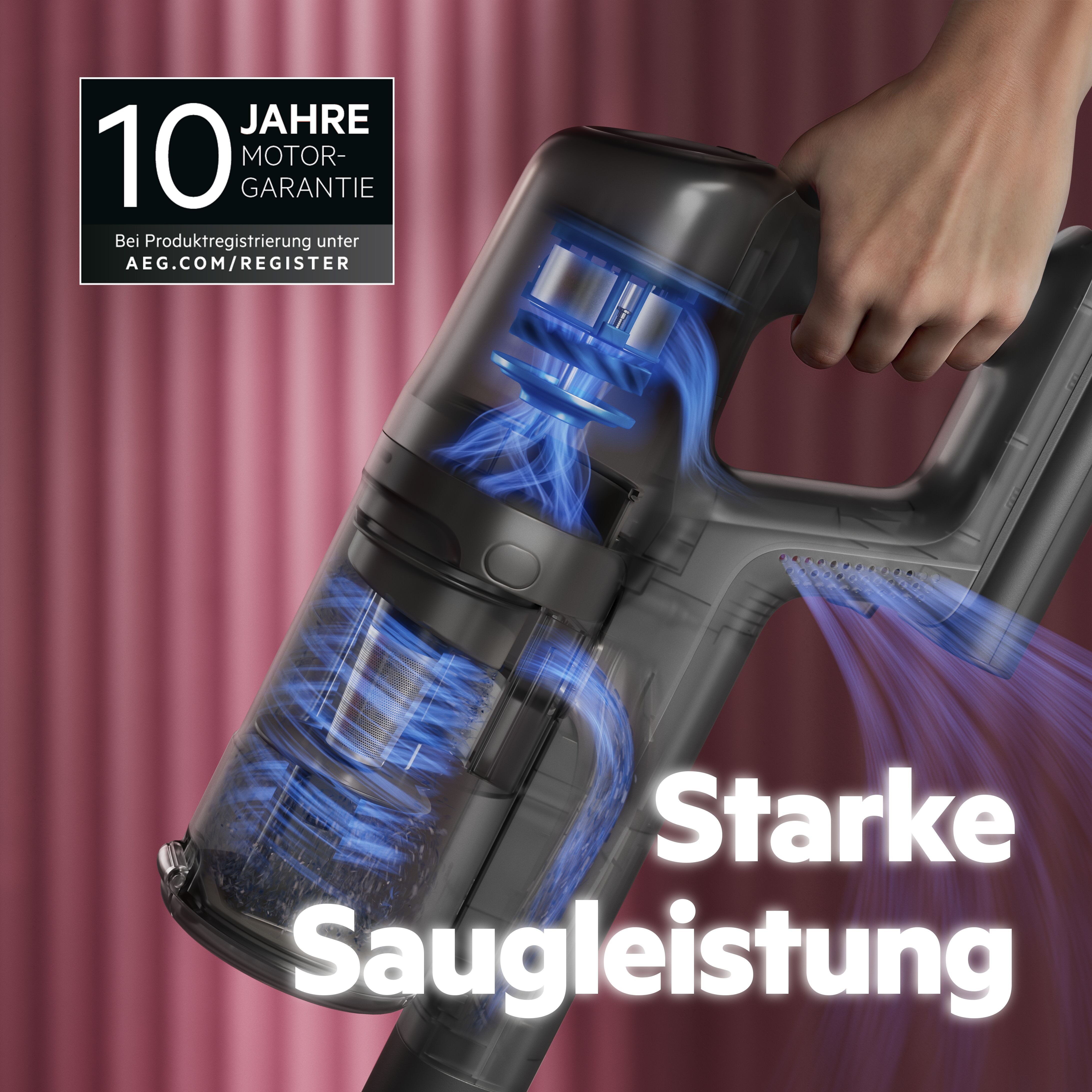 AEG Akku-Hand-und Stielstaubsauger 6000 AKKU-STAUBSAUGER (AP61HB21SH), 255 W, beutellos, sehr leicht 2,5 kg, 53 % Recyclingmaterial, bis zu 50 Min. Laufzeit