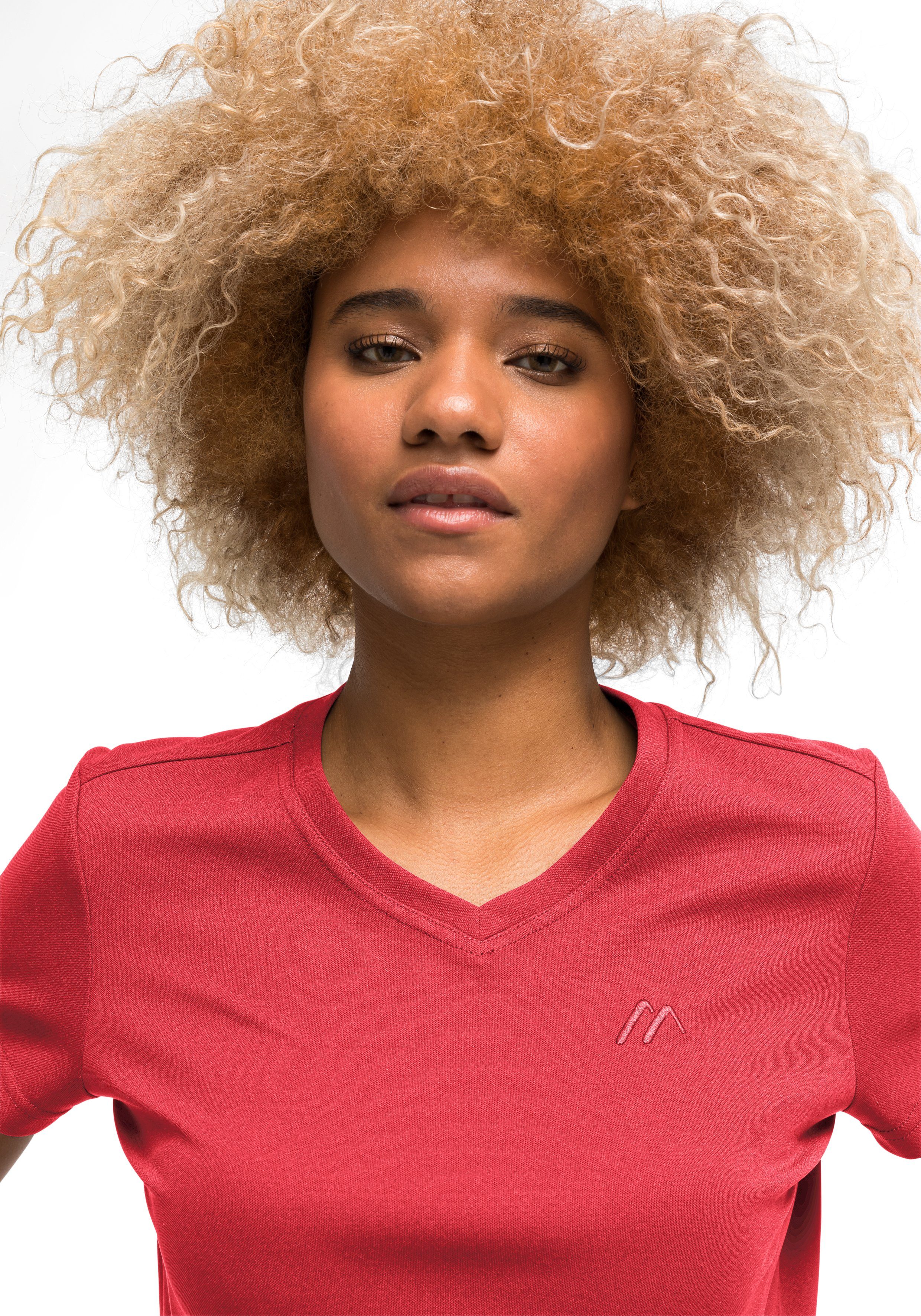 Wandern T-Shirt, Freizeit Funktionsshirt Trudy Kurzarmshirt hellrot für Maier und Sports Damen