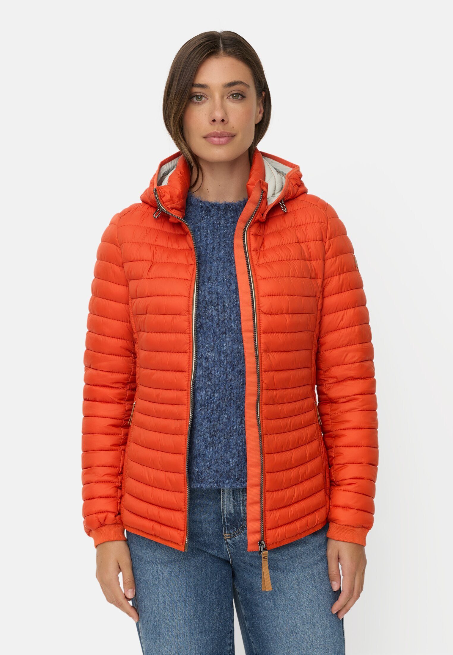 camel active Funktionsjacke mit seitlichem Strick-Einsatz Langarm Markenlogo