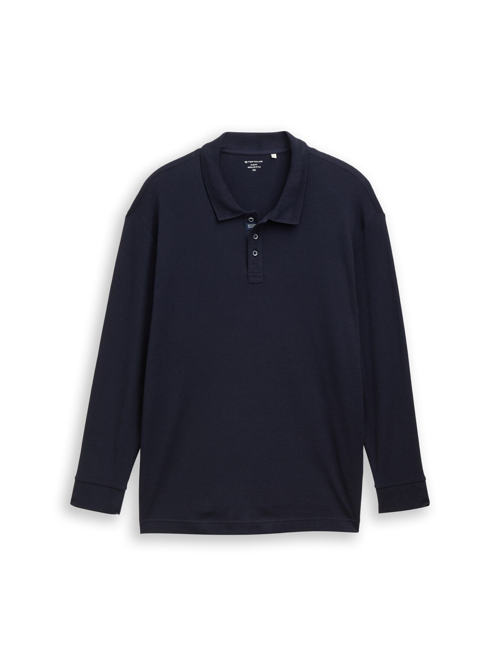 TOM TAILOR PLUS Langarm-Poloshirt Poloshirts Plus Size - Langarm Poloshirt mit Waffelstruktur