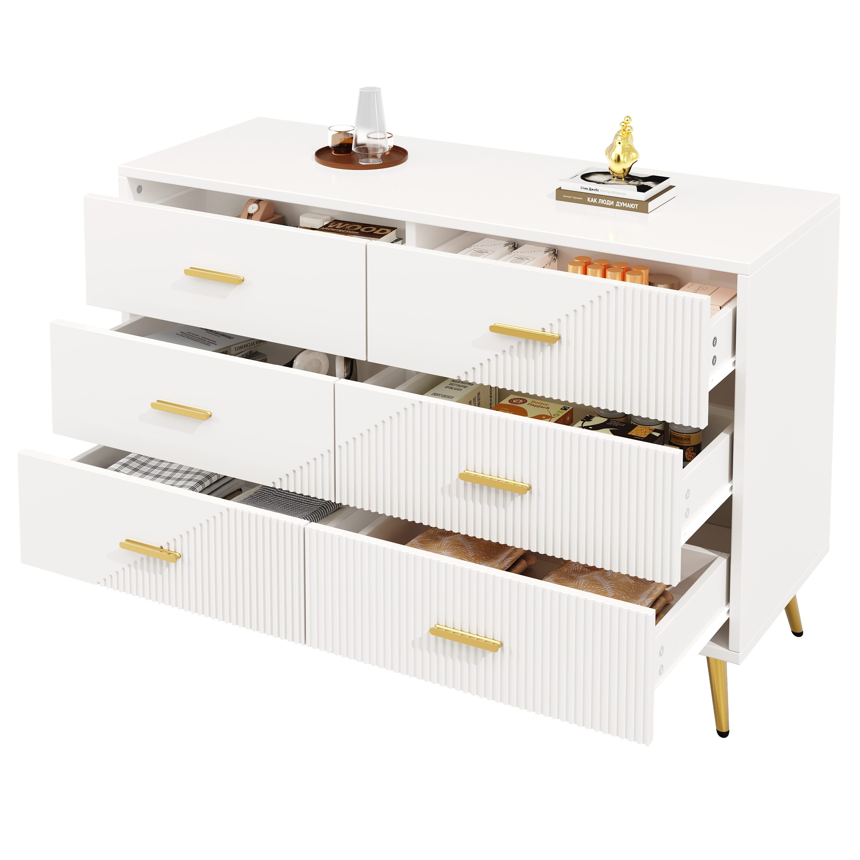 MODFU Sideboard Moderner Esszimmerschrank,mit 6 Schubladen günstig online kaufen
