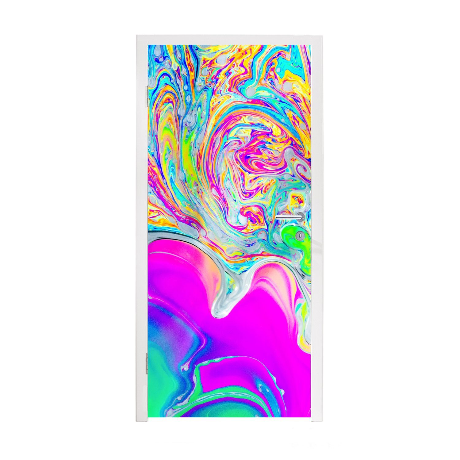 Türaufkleber, Türtapete Farben für Fototapete - MuchoWow cm Psychedelisch, bedruckt, Matt, (1 Tür, Kunst 75x205 St), -