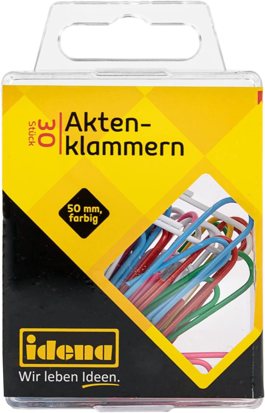 Idena Büro-Set Idena Aktenklammern 50mm kunststoffummantelt mehrfarbig 30 Stk.