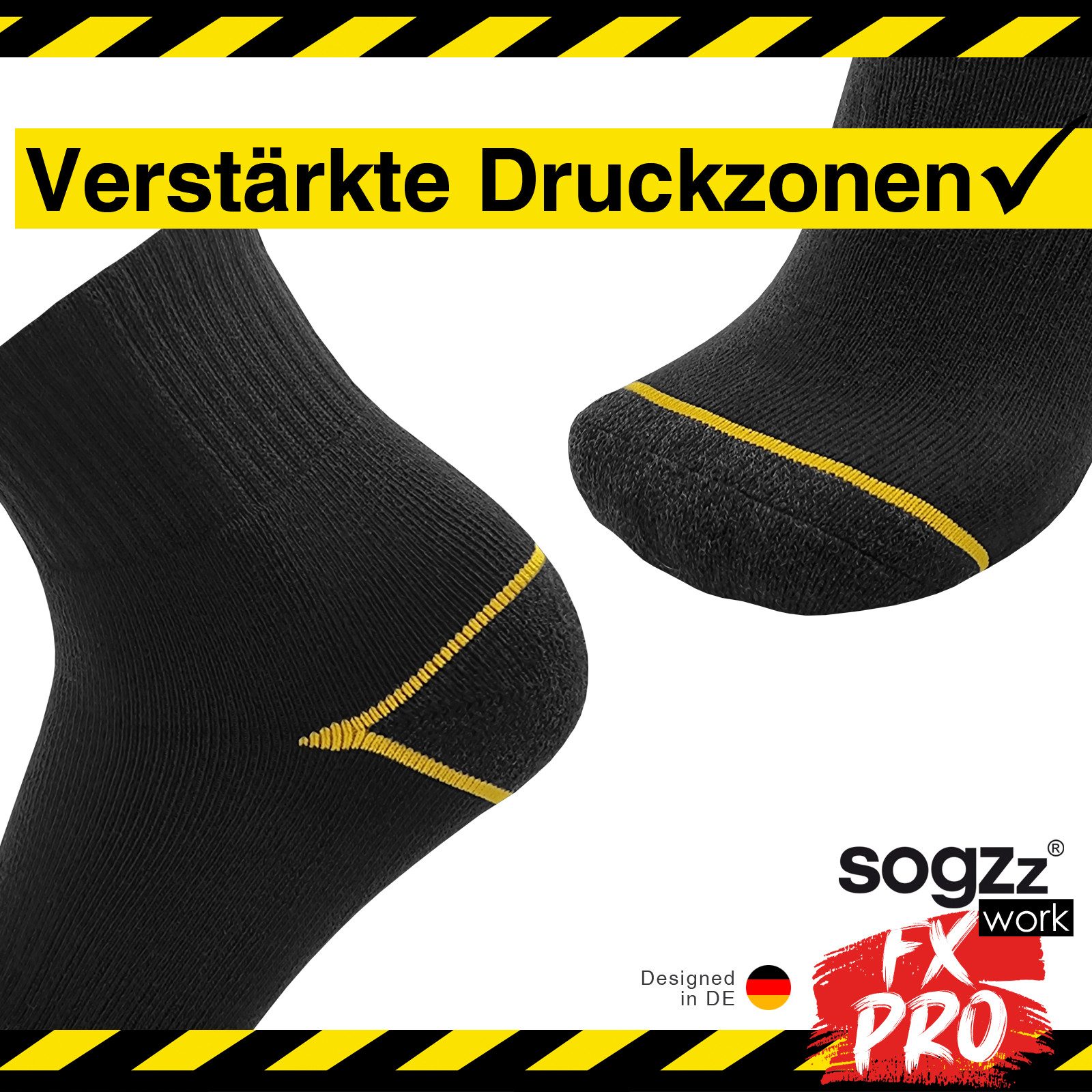 sogzz Arbeitssocken kurz 8-16 Paar halbhoch aus 85% Baumwolle mit Kurzschaft für Herren (kurze Work FX PRO Quarter, 8-Paar, Arbeit Socken schwarz)