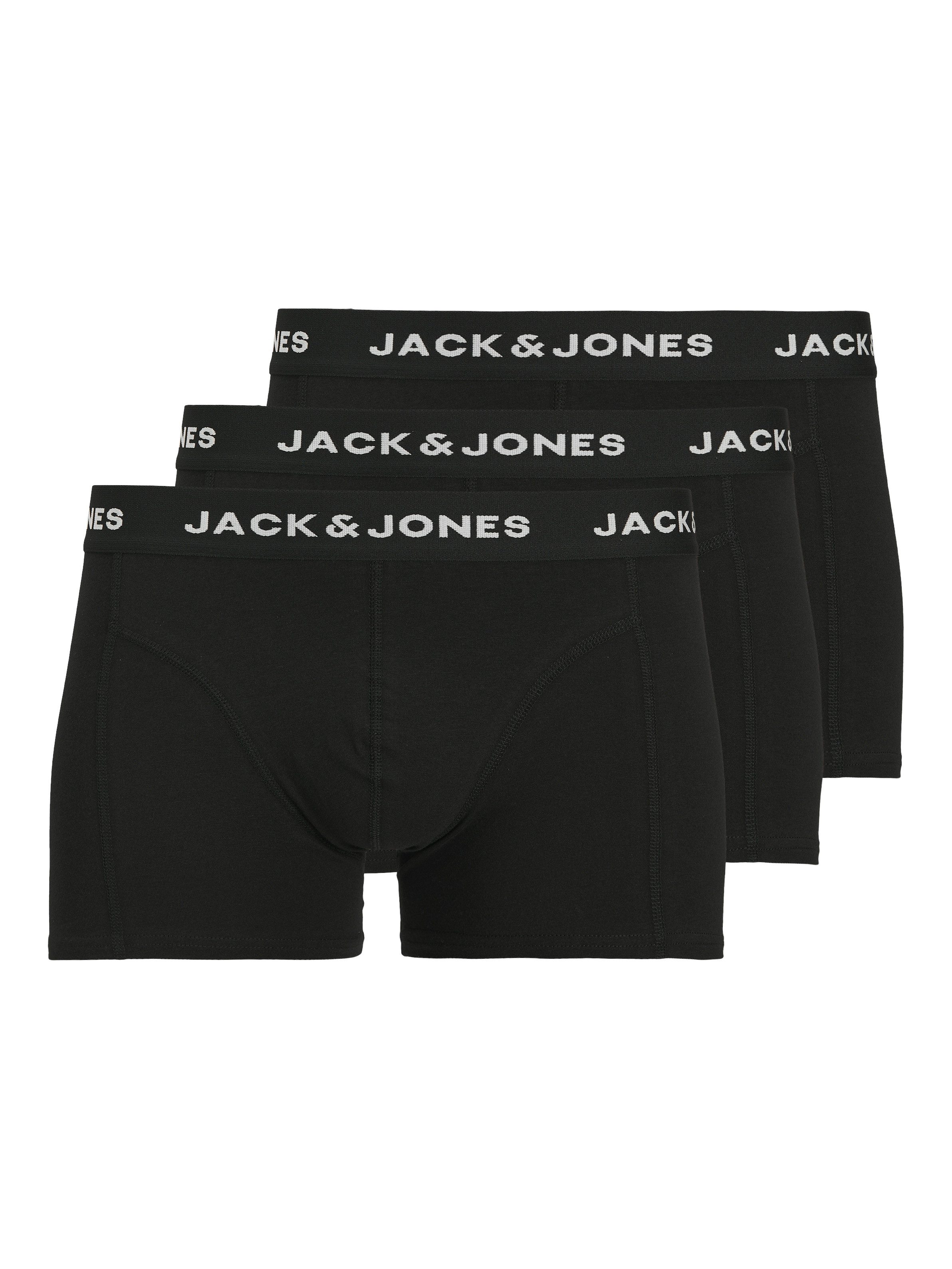 Jack & Jones Boxer JACANTHONY im 3er Pack mit Logo-Bund und weichem Griff (Packung, 3-St) unifarben mit Farbeinsatz, modisch, eng anliegend, Baumwollmischung