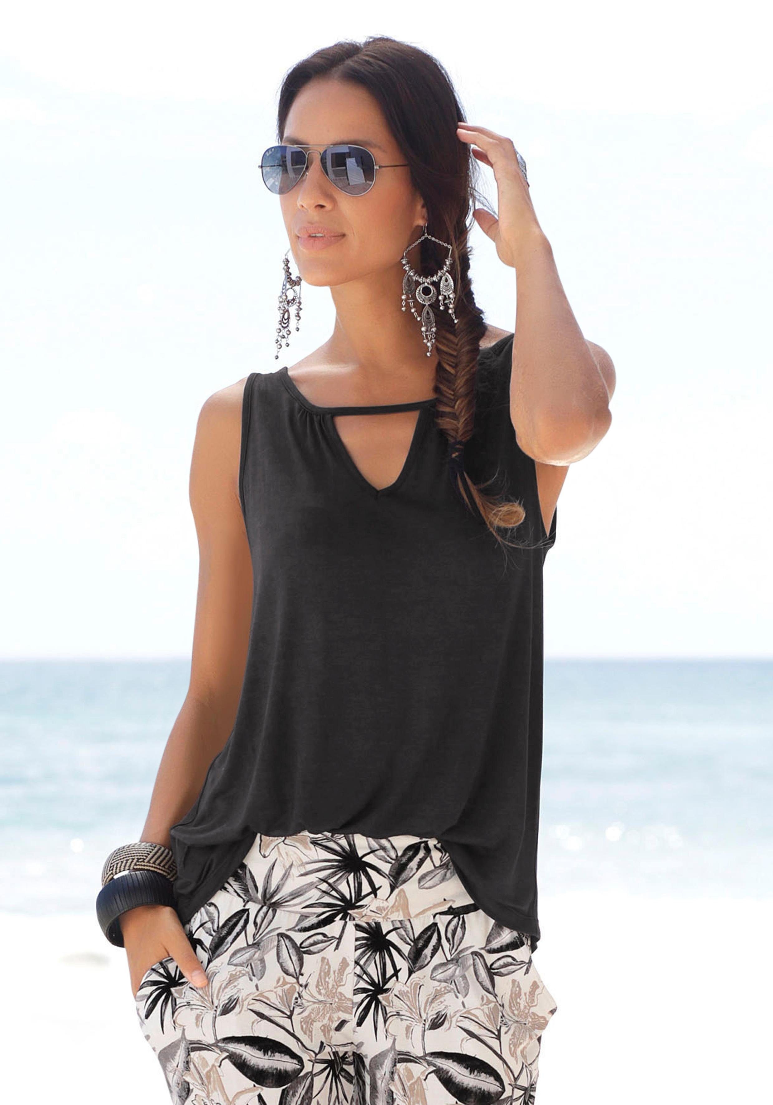 Buffalo Strandtop mit leichter Raffung am Ausschnitt, Tanktop, Cut-Out